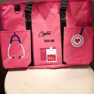 Pink Crystal Scribe‎ Nurse Medical Scrub Bag Tote Organizer